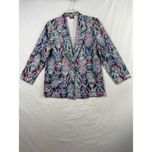Lori of California Blazer Womens 12 Multicolor Damask Paisley Jacquard Jacket